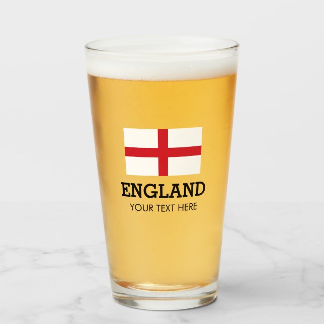 Englands flagga-glasgåva med anpassningsbar glaskopp (Framsida fylld)