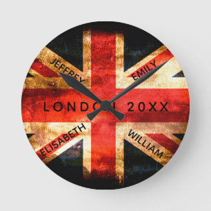 Englands flagga London-semester 4 namn Rund Klocka