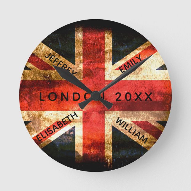 Englands flagga London-semester 4 namn Rund Klocka (Framsida)