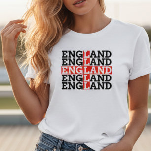 Englands flagga namn upprepad typsnitt fotbollsfan t shirt