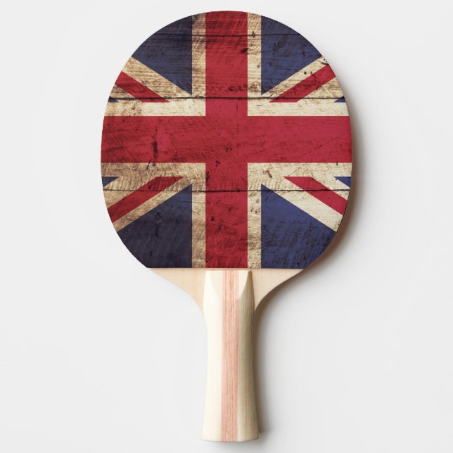 Englands Flagga på Old Wood Grain Pingisracket (Framsidan)