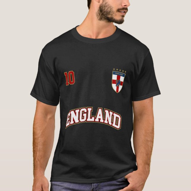 Englands fotbollslag nummer 10 Engelska Flagga Soc T Shirt (Framsida)