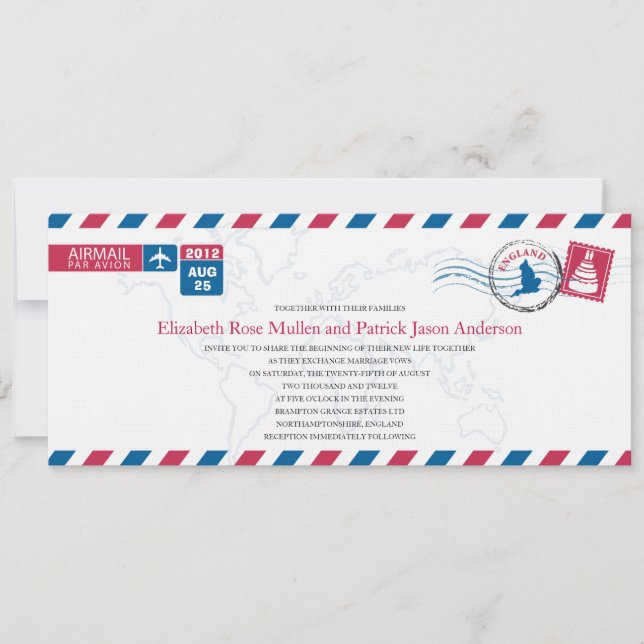 Englands inbjudan till Airmail Wedding (Framsida)