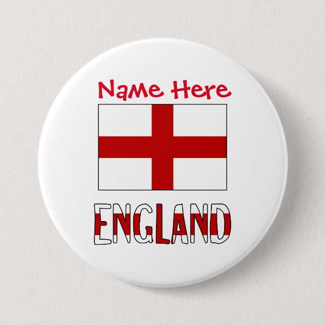 Englands och Englands Flagga Red Personalization R Knapp (Framsida)