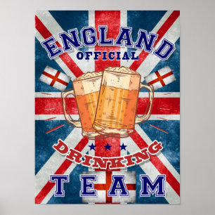 Englands Officiell Drinking Team. Funy öl Poster