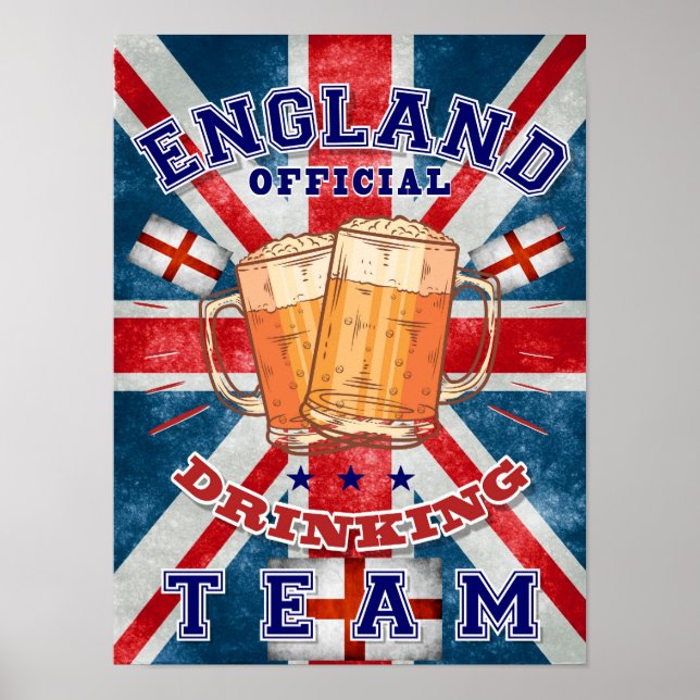 Englands Officiell Drinking Team. Funy öl Poster (Framsidan)