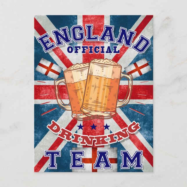 Englands Officiell Drinking Team. Funy öl Vykort (Framsida)
