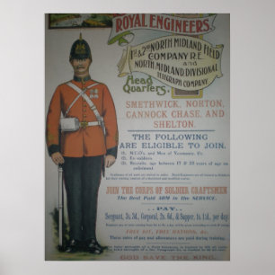 Englands Royal Ingenjör rekrytering poster 1890