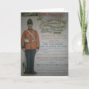 Englands Royal Ingenjör rekrytering poster 1890 Kort