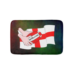 Englands Rugby Team Supporters Flagga with Boll Badrumsmatta