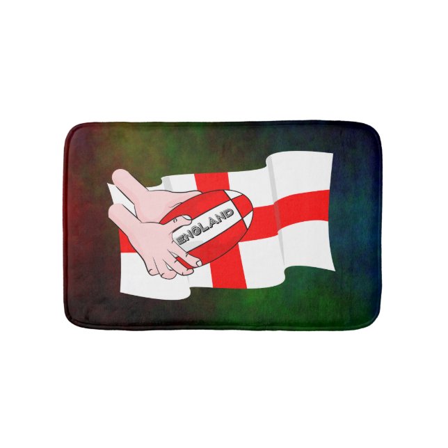Englands Rugby Team Supporters Flagga with Boll Badrumsmatta (Framsidan)