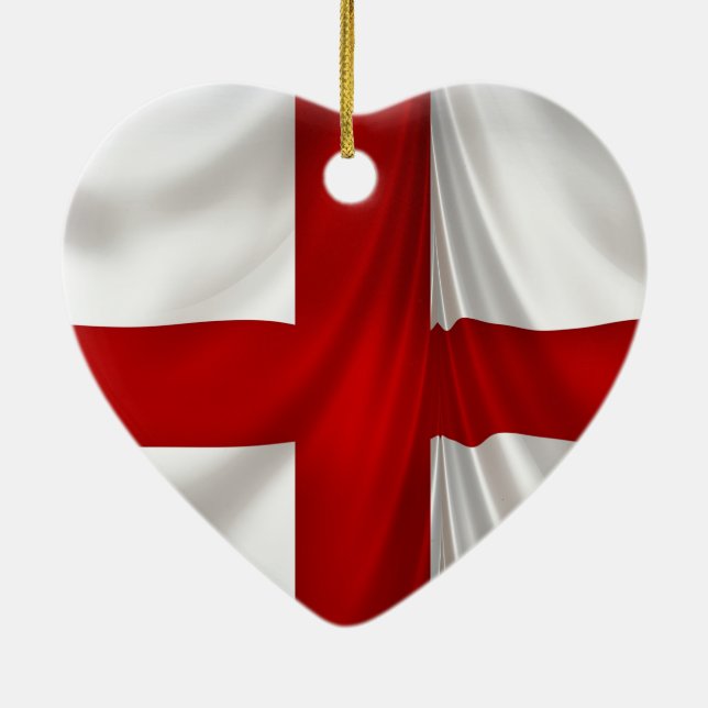 Englands St George Kor Patriotic Flagga Julgransprydnad Keramik (Baksidan)