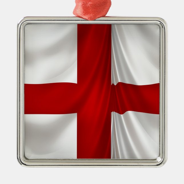 Englands St George Kor Patriotic Flagga Julgransprydnad Metall (Framsidan)