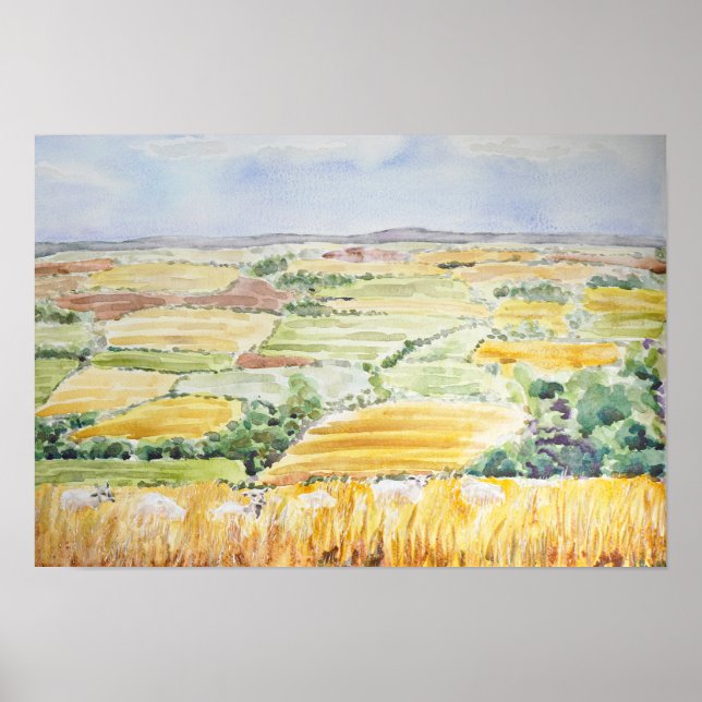 Englands vattenfärgsmålning för Countryside Poster (Framsidan)