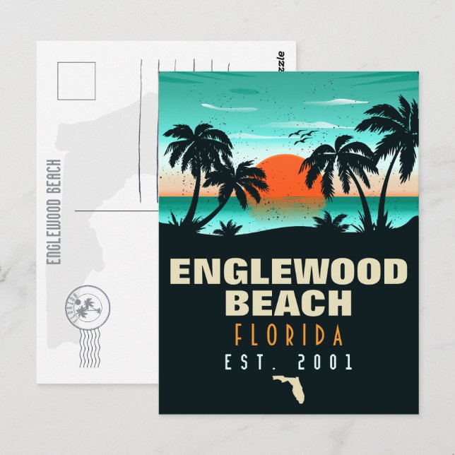 Englewood Beach Florida Retro Sunset Souvenirs 60 Vykort (Fram/baksida)