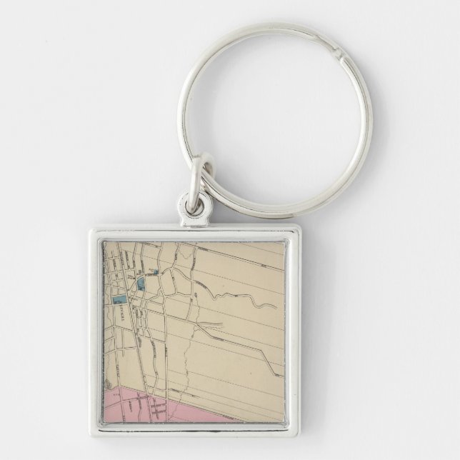Englewood, NJ Fyrkantig Silverfärgad Nyckelring (Framsidan)