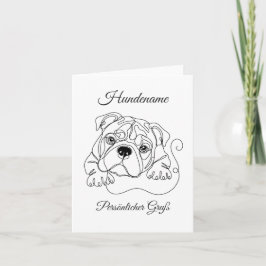 Englische Bulldogge Personalisierte One-Line Art Kort