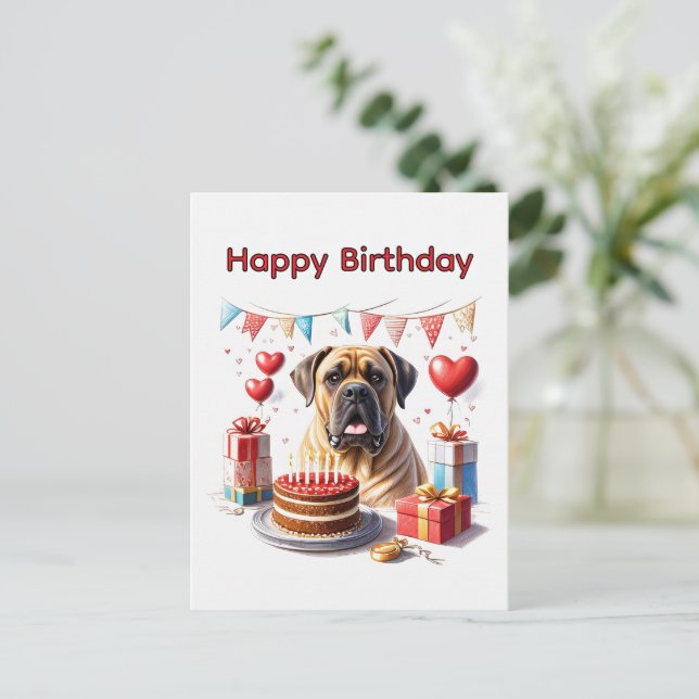 Englische Dogge Mastiff Birthday  Vykort (Stående Fram)