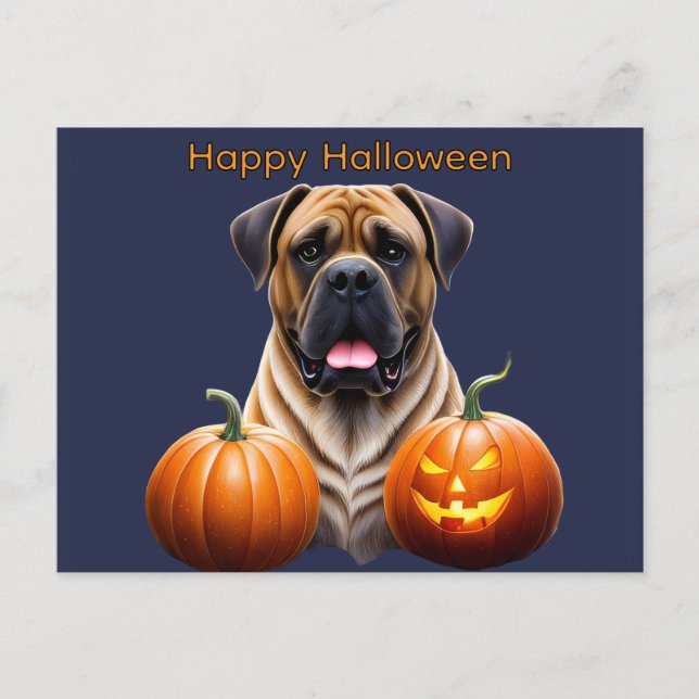 Englische Dogge Mastiff Halloween  Helg Vykort (Framsida)