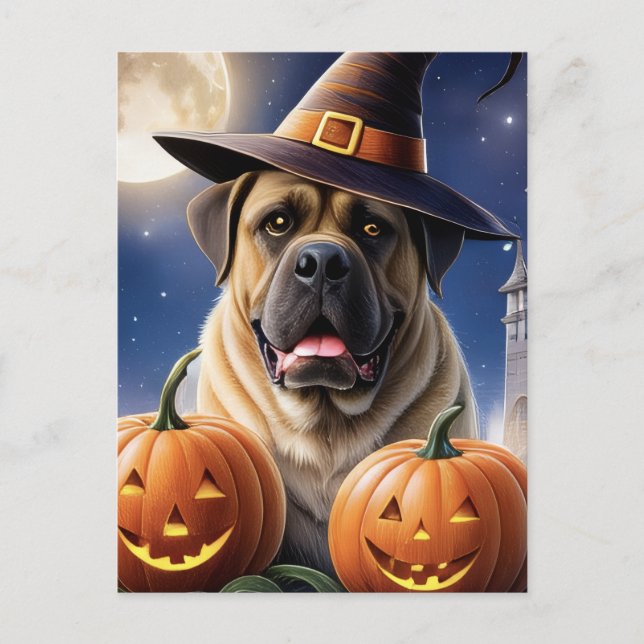 Englische Dogge Mastiff Halloween  Vykort (Framsida)