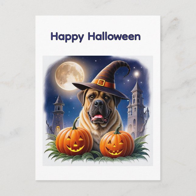 Englische Dogge Mastiff Halloween  Vykort (Framsida)