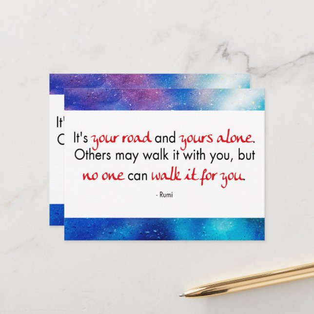 Englisches Zitat von Rumi - Es ist Ihre Straße Mit Vykort (Fram/Back In Situ)