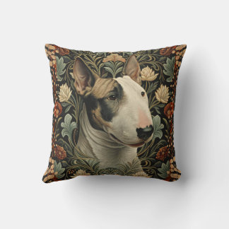 English Bull Terrier William Morris Style Floral Kudde