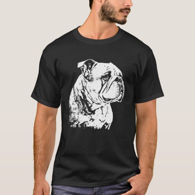 English Bulldog Art Love Bulldog Paint Cute Bulldo T Shirt (Framsida)