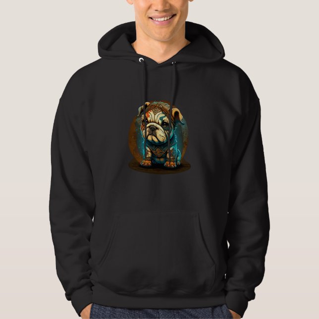 English Bulldog Bulldog Mom Bulldog Dad Bulldog Hoodie (Framsida)
