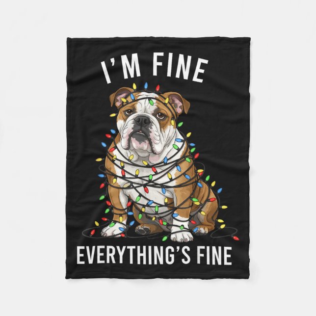 English Bulldog Christmas I'm Fine Everything Is F Fleecefilt (Framsidan)