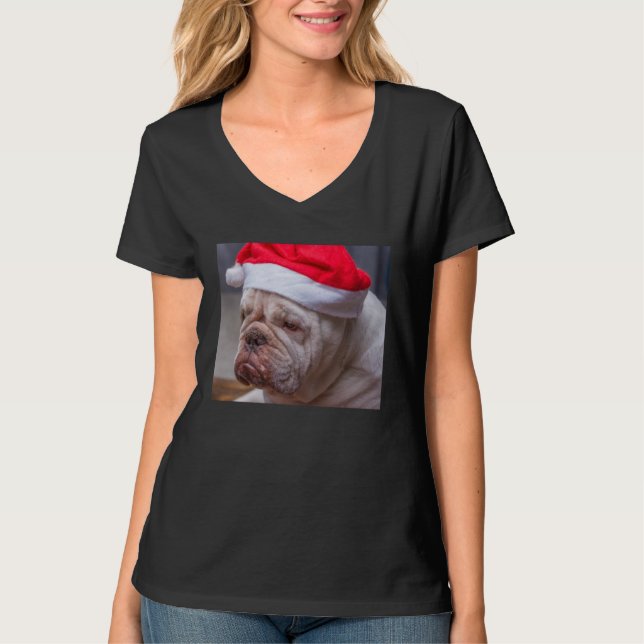 English Bulldog Christmas Light Christmas Ugly Swe T Shirt (Framsida)