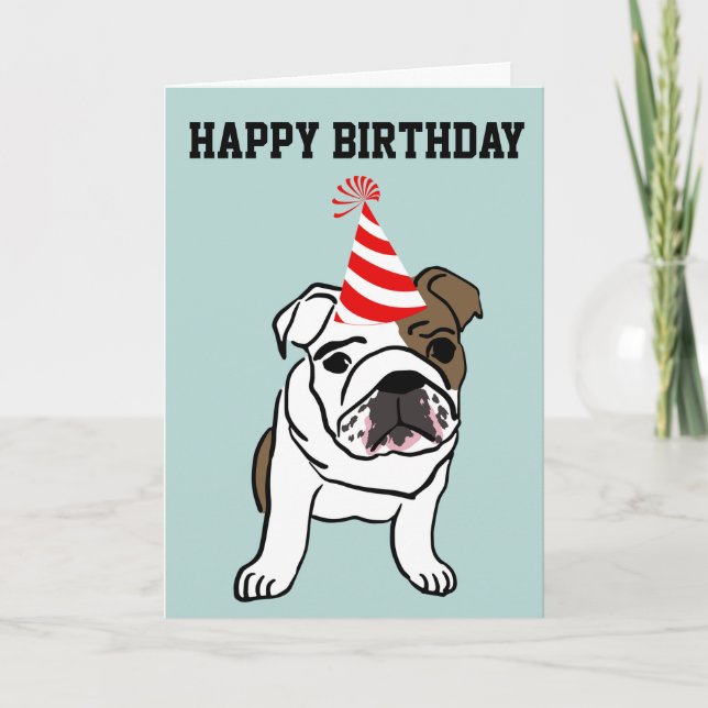 ENGLISH BULLDOG CUTE FUNNY BIRTHDAY CARD KORT (Framsida)