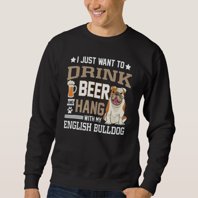 English Bulldog Dad   British Dog  Beer Lång Ärmad Tröja (Framsida)