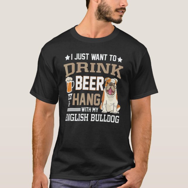 English Bulldog Dad   British Dog  Beer T Shirt (Framsida)