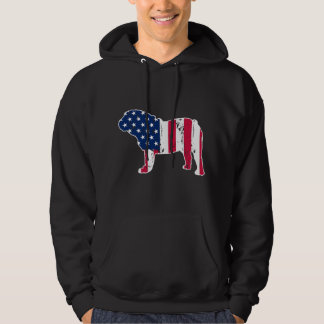 English Bulldog Dog Lovers American Flag 4th of Ju Hoodie