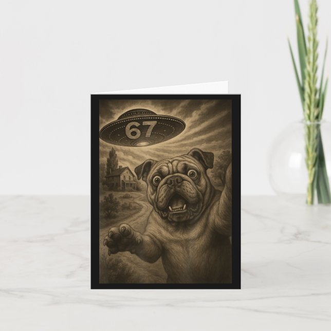 English Bulldog Dog Selfie 67 Meme Six Seven Funny Kort (Framsida)