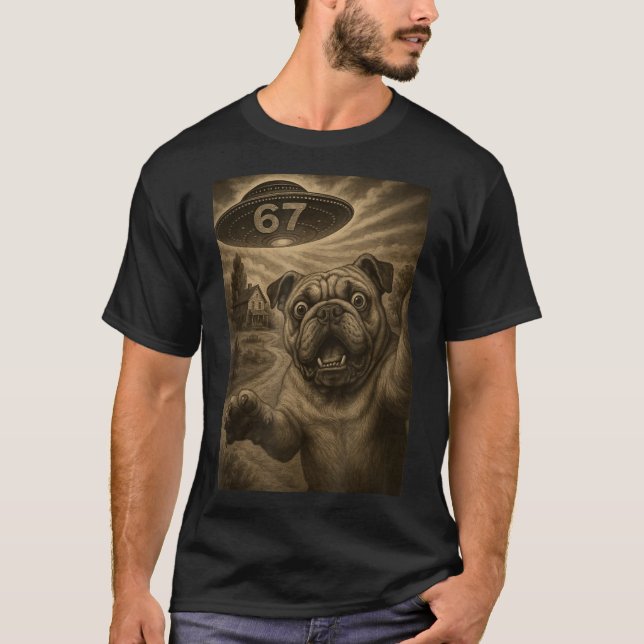 English Bulldog Dog Selfie 67 Meme Six Seven Funny T Shirt (Framsida)