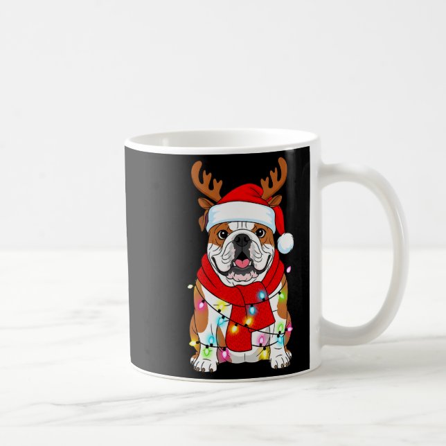 English Bulldog Dog Tree Christmas Lights Xmas Paj Kaffemugg (Höger)