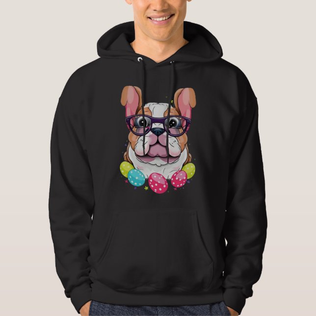 English Bulldog Easter Bunny Dog Costume Boys Girl Hoodie (Framsida)