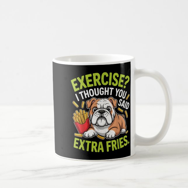 English Bulldog Exercise, Extra Fries Funny  Kaffemugg (Höger)
