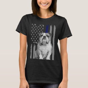 ENGLISH BULLDOG - FLAGGA American Thin Blue Line U T Shirt