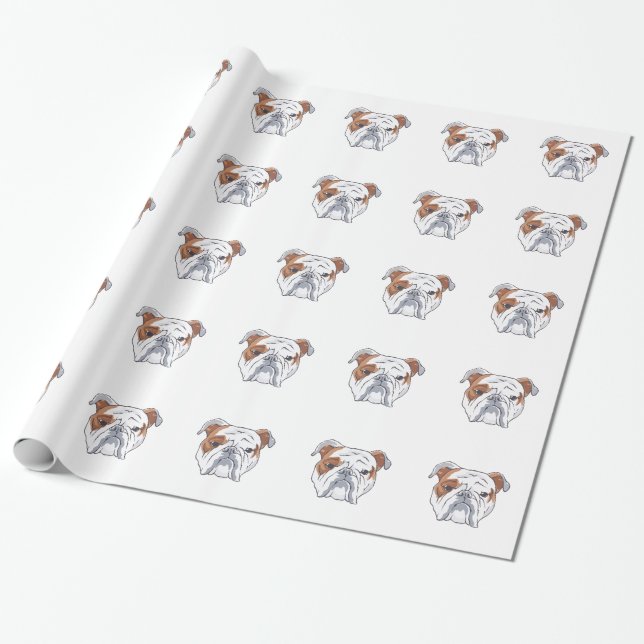 ENGLISH BULLDOG HEAD PRESENTPAPPER (Utrullad)