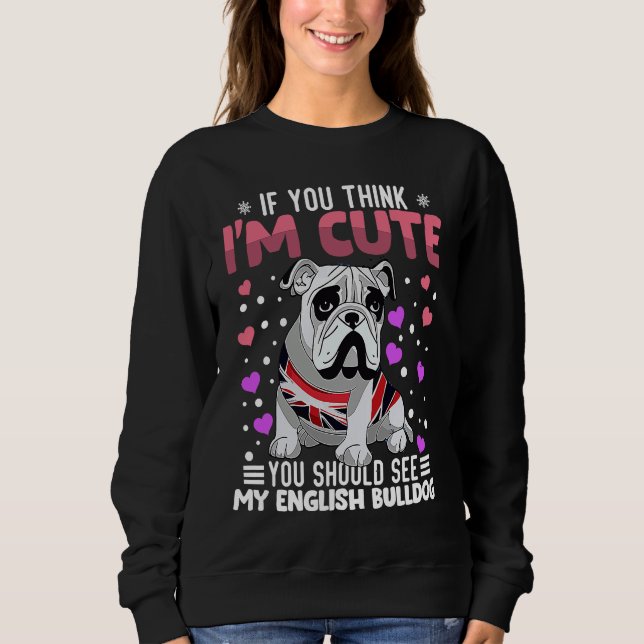 English Bulldog Heart Valentine's Day Animal For W T Shirt (Framsida)