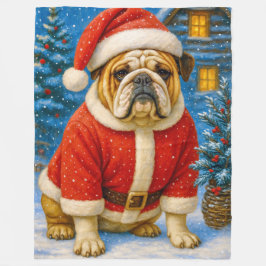 English Bulldog Holiday Fleecefilt