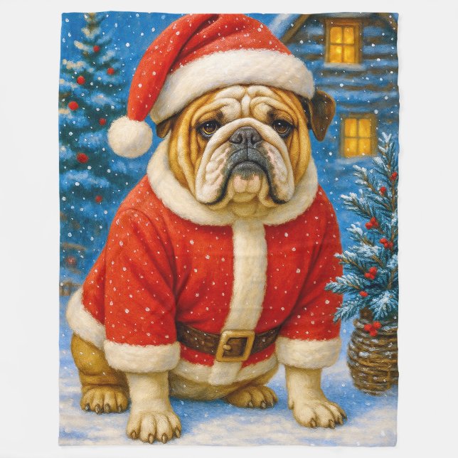 English Bulldog Holiday  Fleecefilt (Framsidan)