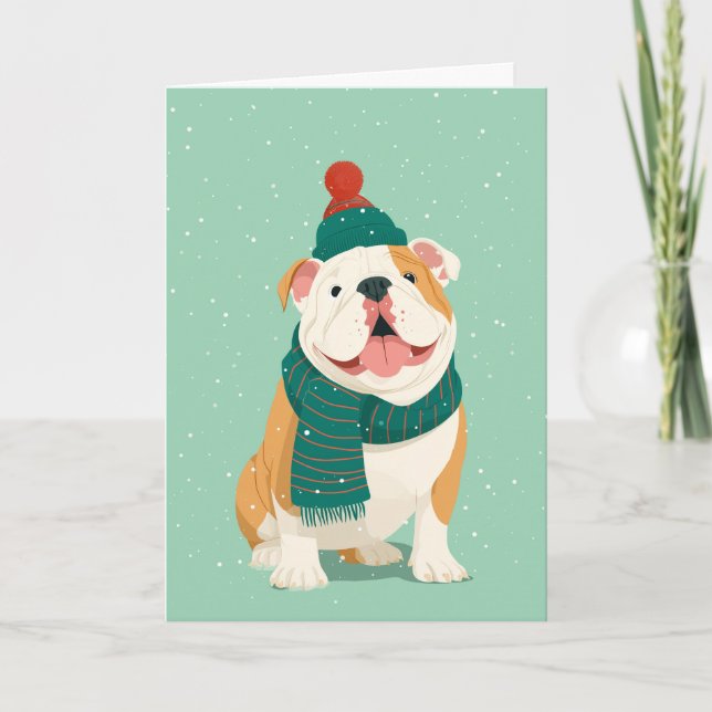 English Bulldog Holiday Greeting Kort (Framsida)