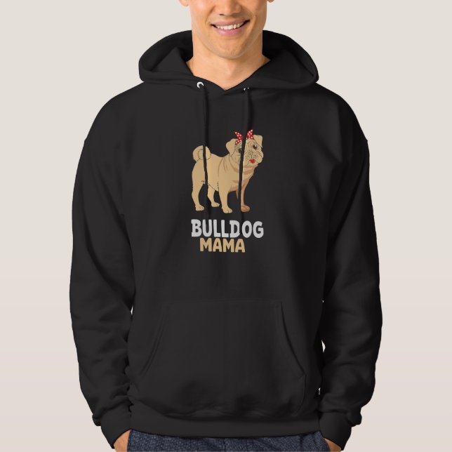 English Bulldog Mama Cute Bully Dog Mom Hoodie (Framsida)