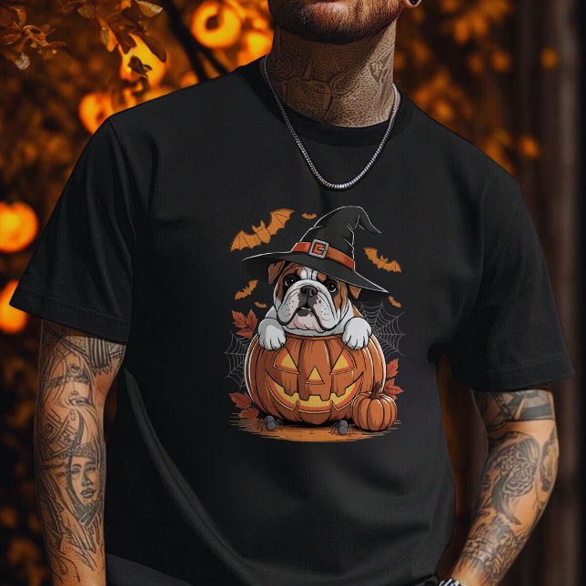English Bulldog Pumpkin Halloween Thanksgiving T Shirt (Skapare uppladdad)