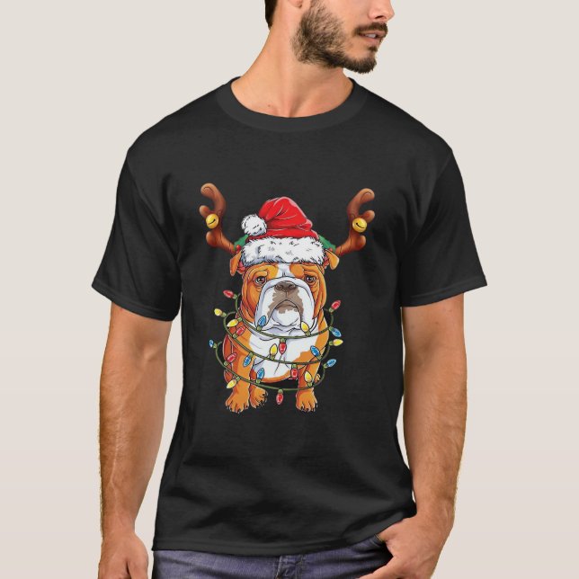English Bulldog Reindeer Funny Christmas Essential T Shirt (Framsida)