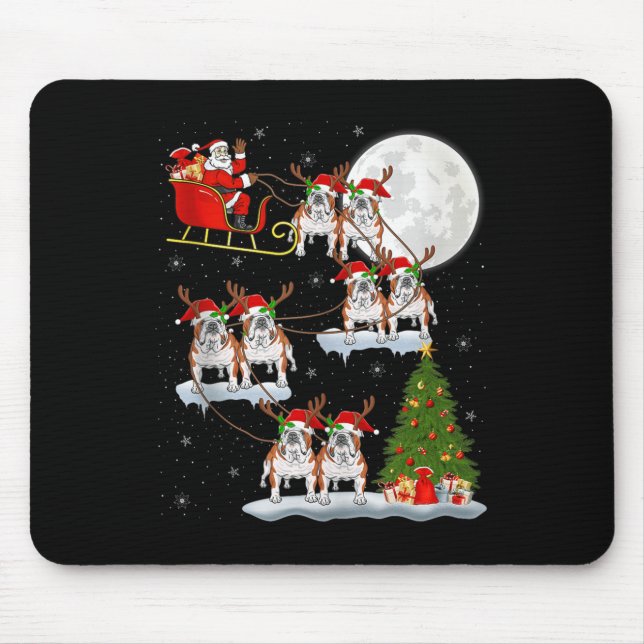 English Bulldog Santa Sleigh Flying Funny Magical  Musmatta (Framsidan)